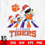 Clemson Tigers Christmas Family Bluey Walking Cut Files,Bluey Cricut,Christmas Svg , Bluey svg , Digital Download, dxf eps png pdf file