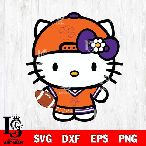 Clemson Tigers Cute Hello Kitty Football 10 Svg Eps Dxf Png File, NCAA svg, Digital Download, Instant Download