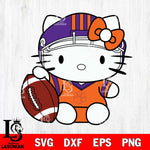 Clemson Tigers Cute Hello Kitty Football 5 Svg Eps Dxf Png File, NCAA svg, Digital Download, Instant Download