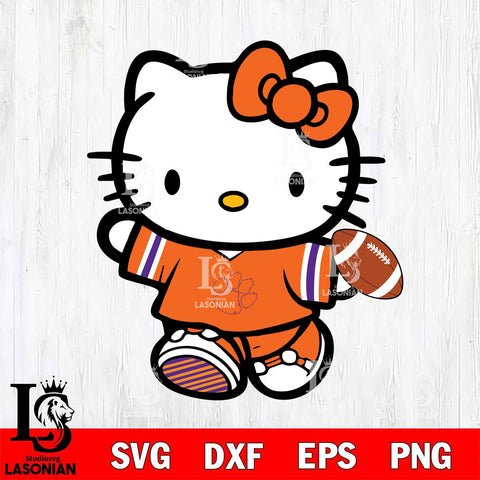 Clemson Tigers Cute Hello Kitty Football 7 Svg Eps Dxf Png File, NCAA svg, Digital Download, Instant Download