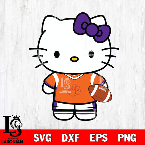 Clemson Tigers Cute Hello Kitty Football 8 Svg Eps Dxf Png File, NCAA svg, Digital Download, Instant Download