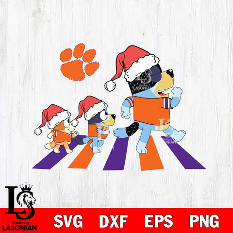 Clemson Tigers Family Bluey Walking Christmas Svg Eps Dxf Png File, Digital Download, Instant Download