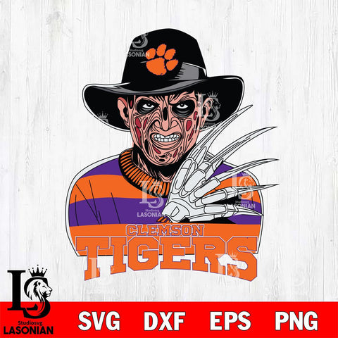 Clemson Tigers Freddy Krueger Horror Halloween Svg Eps Dxf Png File, NCAA svg, Digital Download, Instant Download