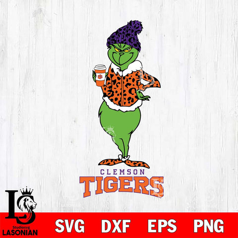 Clemson Tigers Grinch Leopard Coffee Svg Eps Dxf Png File, Digital Download, Instant Download