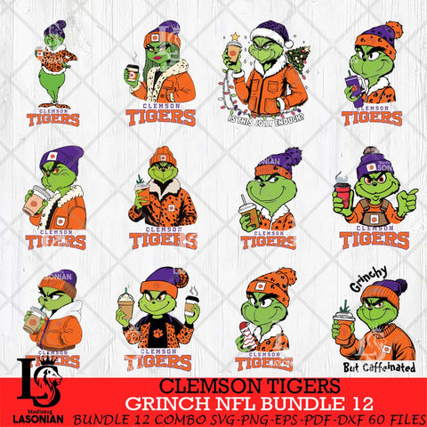 Clemson Tigers Grinch NCAA Bundle 12 SVG Eps Dxf Png File, Digital Download, Instant Download