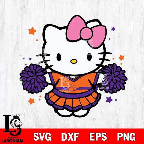 Clemson Tigers Hello Kitty Cheerleader 10 Svg Eps Dxf Png File, Digital Download, Instant Download