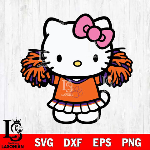 Clemson Tigers Hello Kitty Cheerleader 3 Svg Eps Dxf Png File, Digital Download, Instant Download