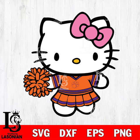 Clemson Tigers Hello Kitty Cheerleader 8 Svg Eps Dxf Png File, Digital Download, Instant Download