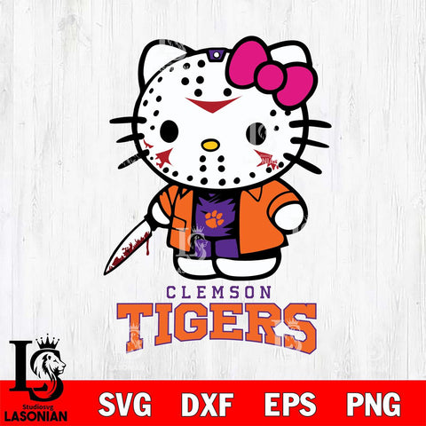 Clemson Tigers Hello Kitty Horror 3 Svg Eps Dxf Png File, Digital Download