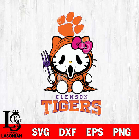 Clemson Tigers Hello Kitty Horror 4 Svg Eps Dxf Png File, Digital Download