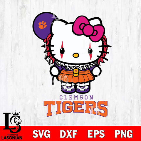 Clemson Tigers Hello Kitty Horror 7 Svg Eps Dxf Png File, Digital Download