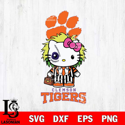 Clemson Tigers Hello Kitty Horror 8 Svg Eps Dxf Png File, Digital Download