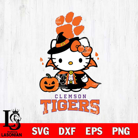 Clemson Tigers Hello Kitty Horror 9 Svg Eps Dxf Png File, Digital Download