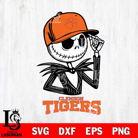 Clemson Tigers Jack Skellington 3 Halloween Svg Eps Dxf Png File, NCAA svg, Digital Download, Instant Download