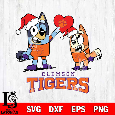 Clemson Tigers Love Bluey Christmas Svg Eps Dxf Png File, Digital Download