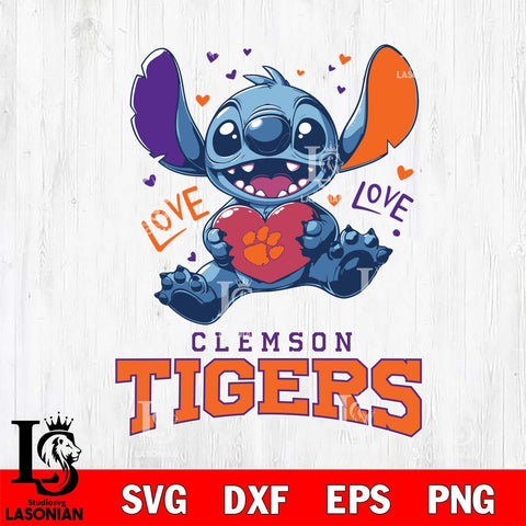 Clemson Tigers Love Stitch, Svg Eps Dxf Png File, Digital Download