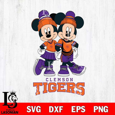 Clemson Tigers Mickey And Minnie Mouse Football Svg Eps Dxf Png File, NCAA svg , File Cut , Digital Download , Instant Download, Cut Svg Files