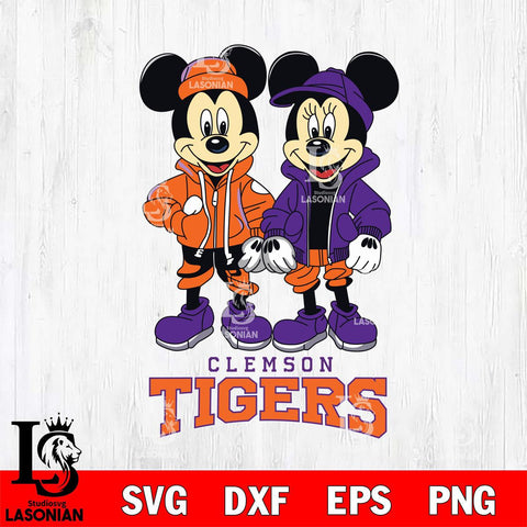 Clemson Tigers Mickey Minnie Mouse Football Svg Eps Dxf Png File, NCAA svg , File Cut , Digital Download , Instant Download, Cut Svg Files