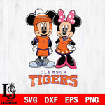 Clemson Tigers Mickey Minnie Mouse Pink Svg Eps Dxf Png File, NCAA svg , File Cut , Digital Download , Instant Download, Cut Svg Files