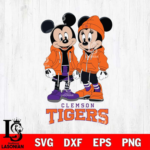 Clemson Tigers Mickey Minnie Mouse Rugby Svg Eps Dxf Png File, NCAA svg , File Cut , Digital Download , Instant Download, Cut Svg Files