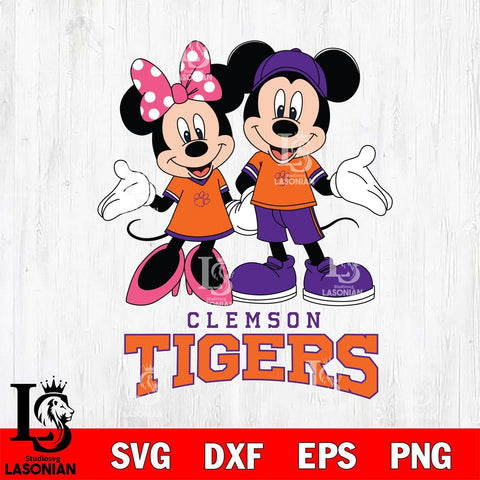 Clemson Tigers Mickey Minnie Mouse Sport Svg Eps Dxf Png File, NCAA svg , File Cut , Digital Download , Instant Download, Cut Svg Files