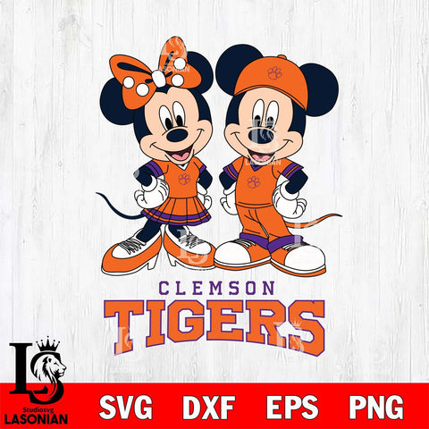 Clemson Tigers Mickey Minnie Mouse rugby ball Svg Eps Dxf Png File, NCAA svg , File Cut , Digital Download , Instant Download, Cut Svg Files