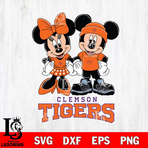 Clemson Tigers Mickey Minnie Rugby ball Svg Eps Dxf Png File, NCAA svg , File Cut , Digital Download , Instant Download, Cut Svg Files