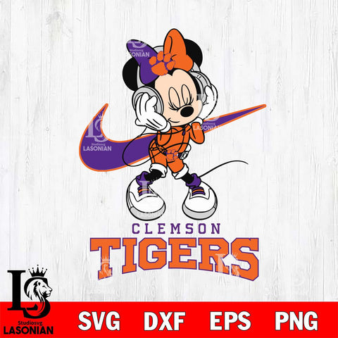 Clemson Tigers Minnie Mouse Dancing NIKE, Svg Eps Dxf Png File, Digital Download