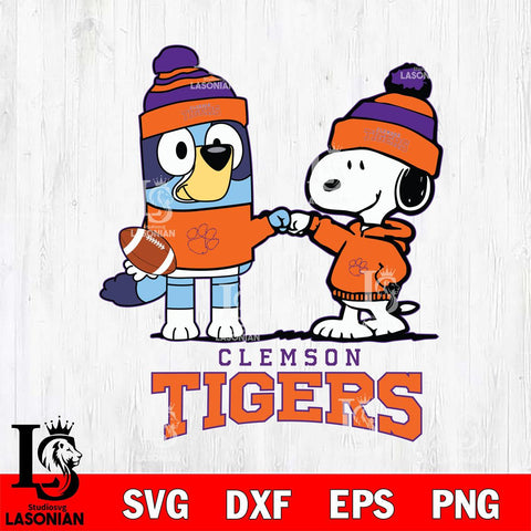 Clemson Tigers Snoopy & Bluey Football Svg Eps Dxf Png File,NCAA Svg Files,Chill Guy svg ,Digital Download ,Instant Download, Cricut File