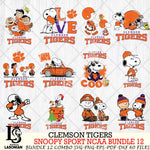 Clemson Tigers  Snoopy NCAA Bundle 12 SVG Svg Eps Dxf Png File, Digital Download