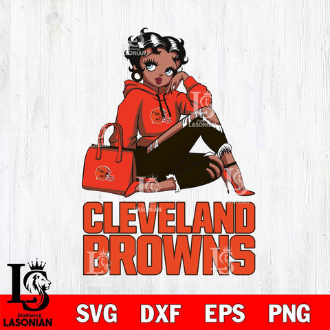 Cleveland Browns Awesome Black Fan Girl Betty Boop Svg Eps Dxf Png File, Digital Download, Instant Download