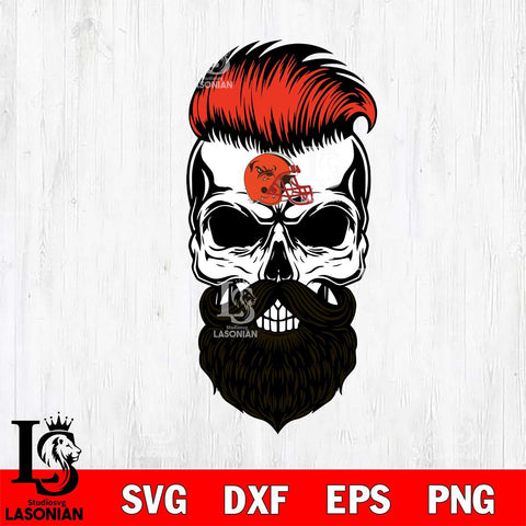 Cleveland Browns Badass Beard Skull SVG