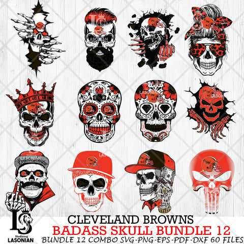 Cleveland Browns Badass Skull Bundle SVG