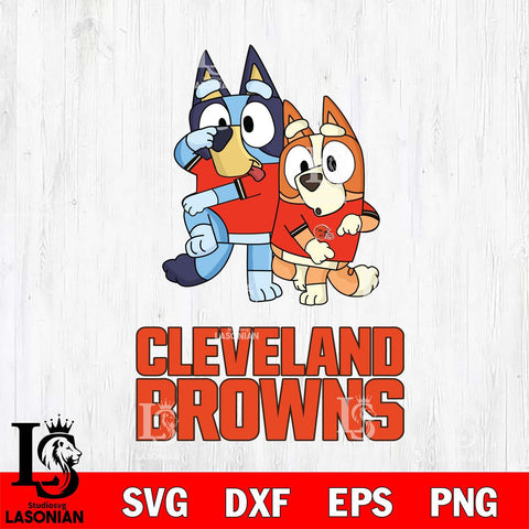 Cleveland Browns Bluey & Bingo Svg Eps Dxf Png File, NFL svg, Digital Download, Instant Download