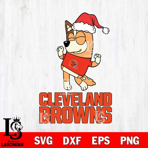 Cleveland Browns Bluey Chilli Happy Christmas Svg Eps Dxf Png File, Digital Download