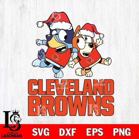 Cleveland Browns Bluey Christmas Holiday Svg Eps Dxf Png File, Digital Download