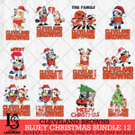 Cleveland Browns Bluey Christmas Holiday Bundle 12 Svg Eps Dxf Png File, Digital Download