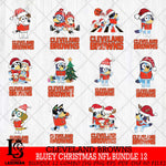 Cleveland Browns Bluey Christmas NFL Bundle 12 Svg Eps Dxf Png File,Cut Svg Files, Digital File, Sublimation