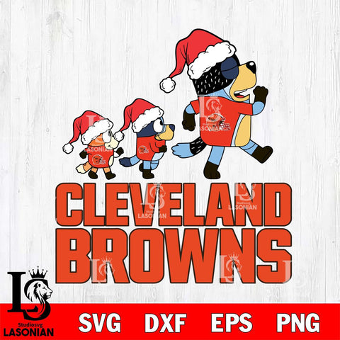 Cleveland Browns Bluey Family Christmas Svg Eps Dxf Png File, Digital Download