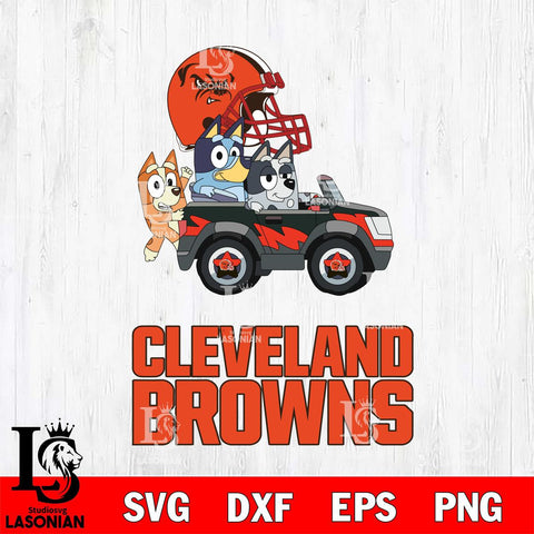 Cleveland Browns Bluey friends car Svg Eps Dxf Png File, NFL svg, Digital Download, Instant Download