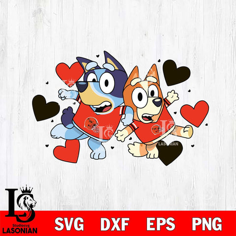 Cleveland Browns Bluey heart NFL Svg Eps Dxf Png File, Digital Download, Instant Download