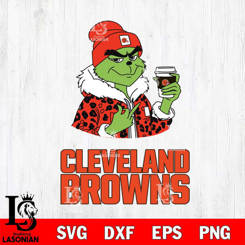 Cleveland Browns Boujee Grinch Leopard Christmas Svg Eps Dxf Png File,Cricut svg files, Digital Download, Instant Download