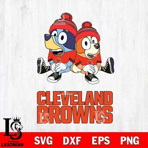 Cleveland Browns Christmas Bluey & Bingo Sit Svg Eps Dxf Png File,Cut Svg Files, Digital File, Sublimation