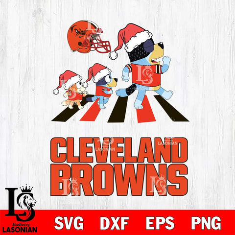 Cleveland Browns Christmas Family Bluey Walking Svg Eps Dxf Png File,Cut Svg Files, Digital File, Sublimation