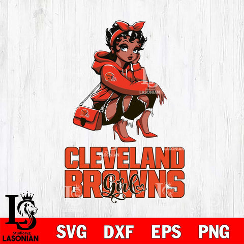 Cleveland Browns Fashion Black Fan Girl Betty Boop Svg Eps Dxf Png File, Digital Download, Instant Download