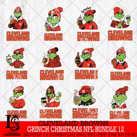 Cleveland Browns Grinch Christmas NFL Bundle 12 Svg Eps Dxf Png File,Cricut svg files, Digital Download, Instant Download