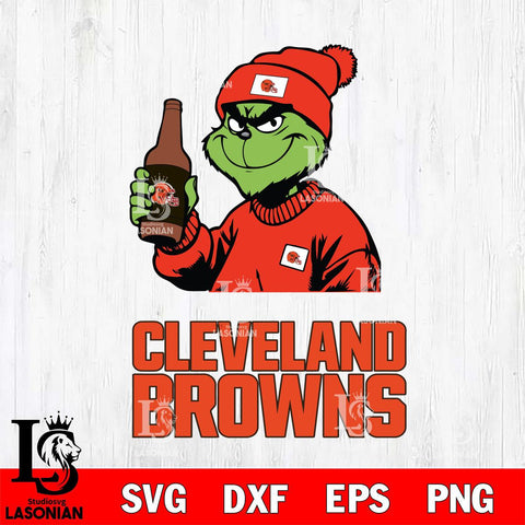 Cleveland Browns Grinch Drinking Beer Christmas Svg Eps Dxf Png File,Cricut svg files, Digital Download, Instant Download