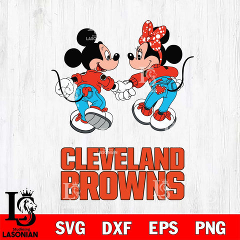 Cleveland Browns Mickey Minnie Valentine Rugby Svg Eps Dxf Png File, Digital Download ,Instant Download, Cricut File