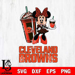 Cleveland Browns Minnie Mouse Fan And Coffee Svg Eps Dxf Png File, Digital Download, Instant Download