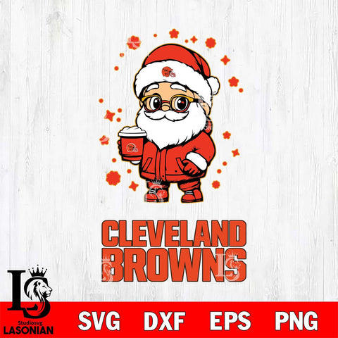 Cleveland Browns Santa Claus Coffe Svg Eps Dxf Png File,NFL Svg Files,Digital Download,Sublimation,Instant Download